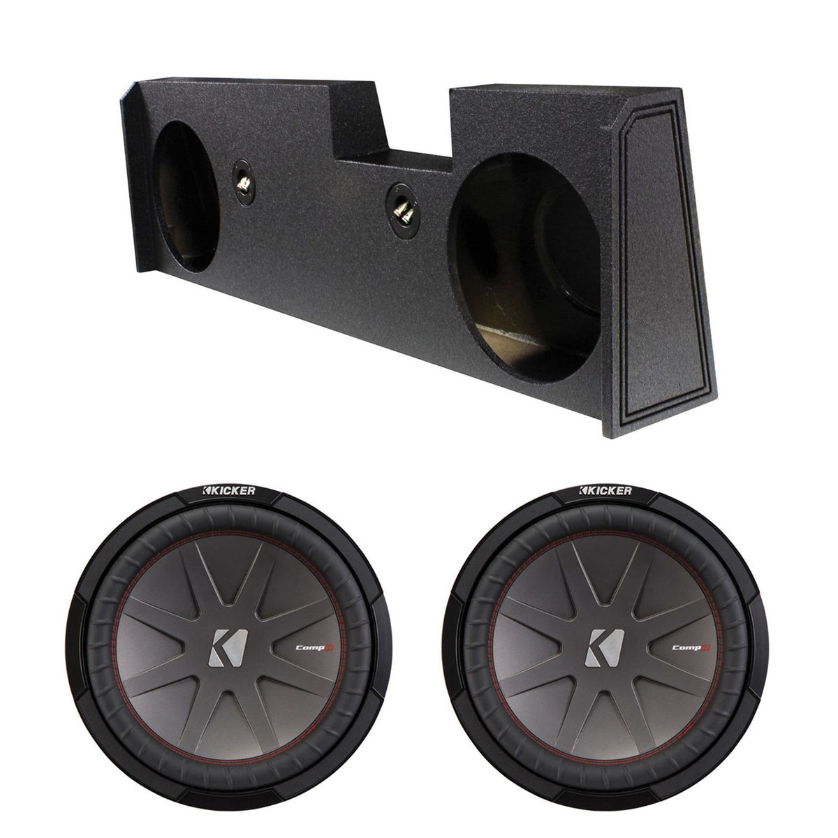 QPower Dual 12 Inch Subwoofer Box w/ Kicker 43CWR122 1000 Watt Speaker, (2 Pack)