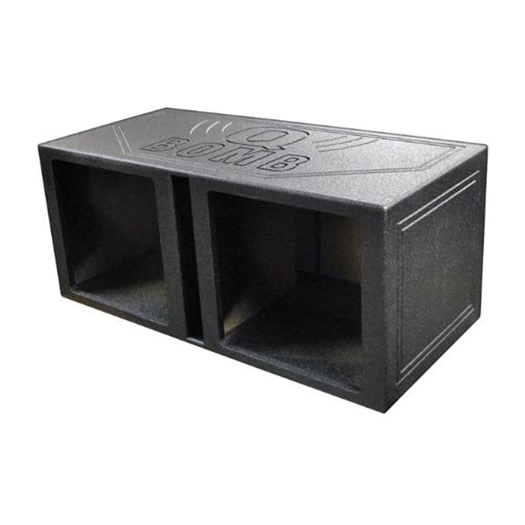 QPower QBOMB 15 Inch Center Vented Dual Subwoofer Enclosure Speaker Box, Square