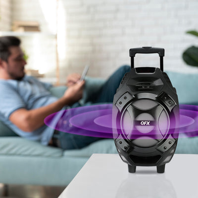 QFX 8" Rechargeable Bluetooth Party Speaker w/ Microphone and Remote (For Parts) - VMInnovations