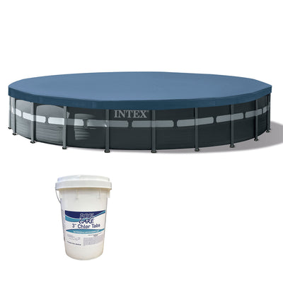 Intex Above Ground Pool with Pump & Ladder Bundle w/ Pool Care Chlorine Tablets - VMInnovations