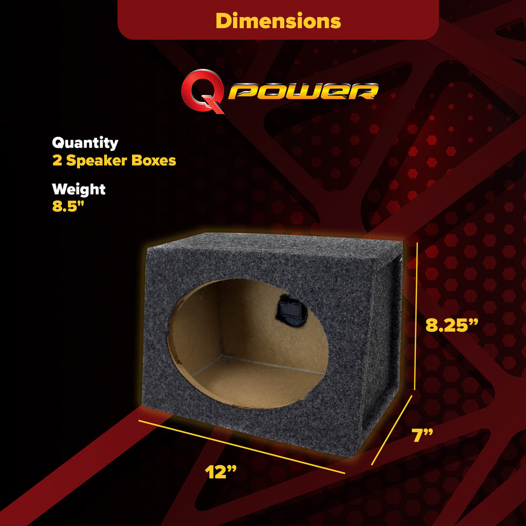 QPower Angled Style 6x9" Audio Speaker Box Enclosures, 2 Speaker Boxes(Open Box)