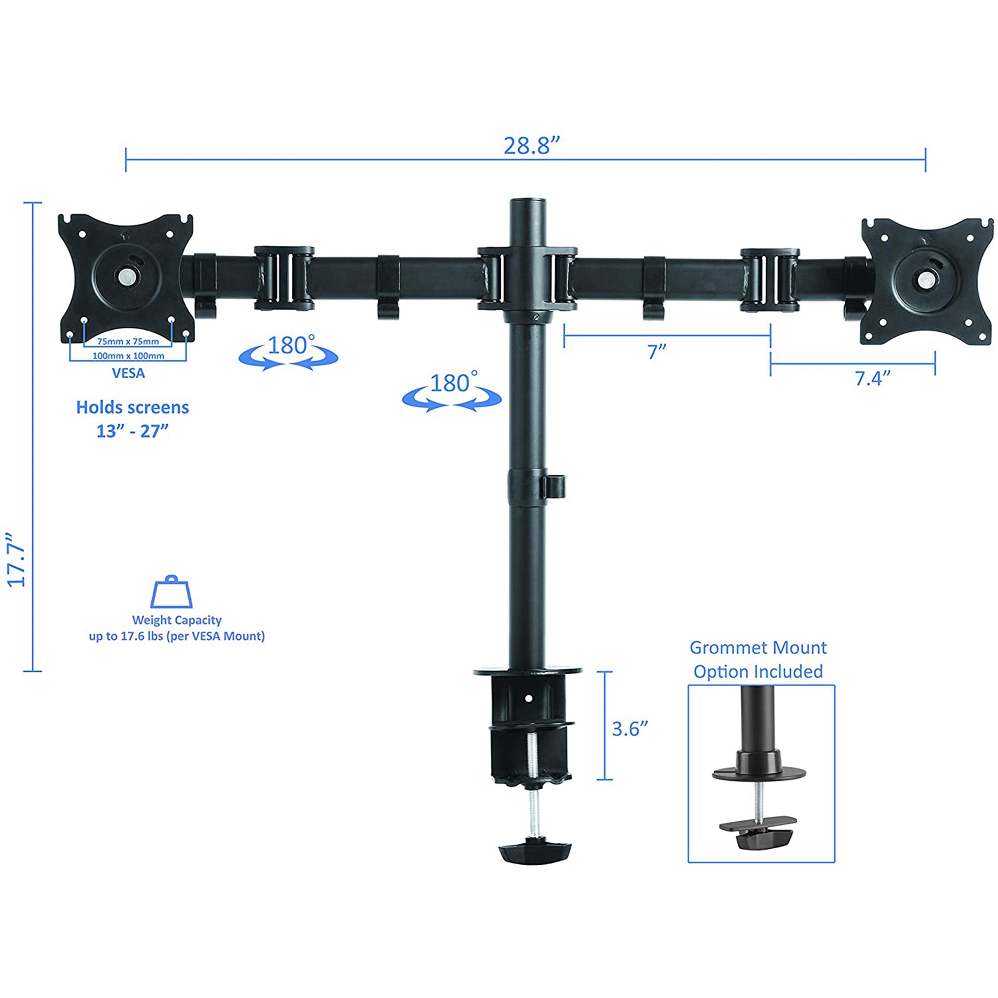 Rocelco Adjustable Standing Desk Converter, Teak & Adjustable Dual Monitor Stand