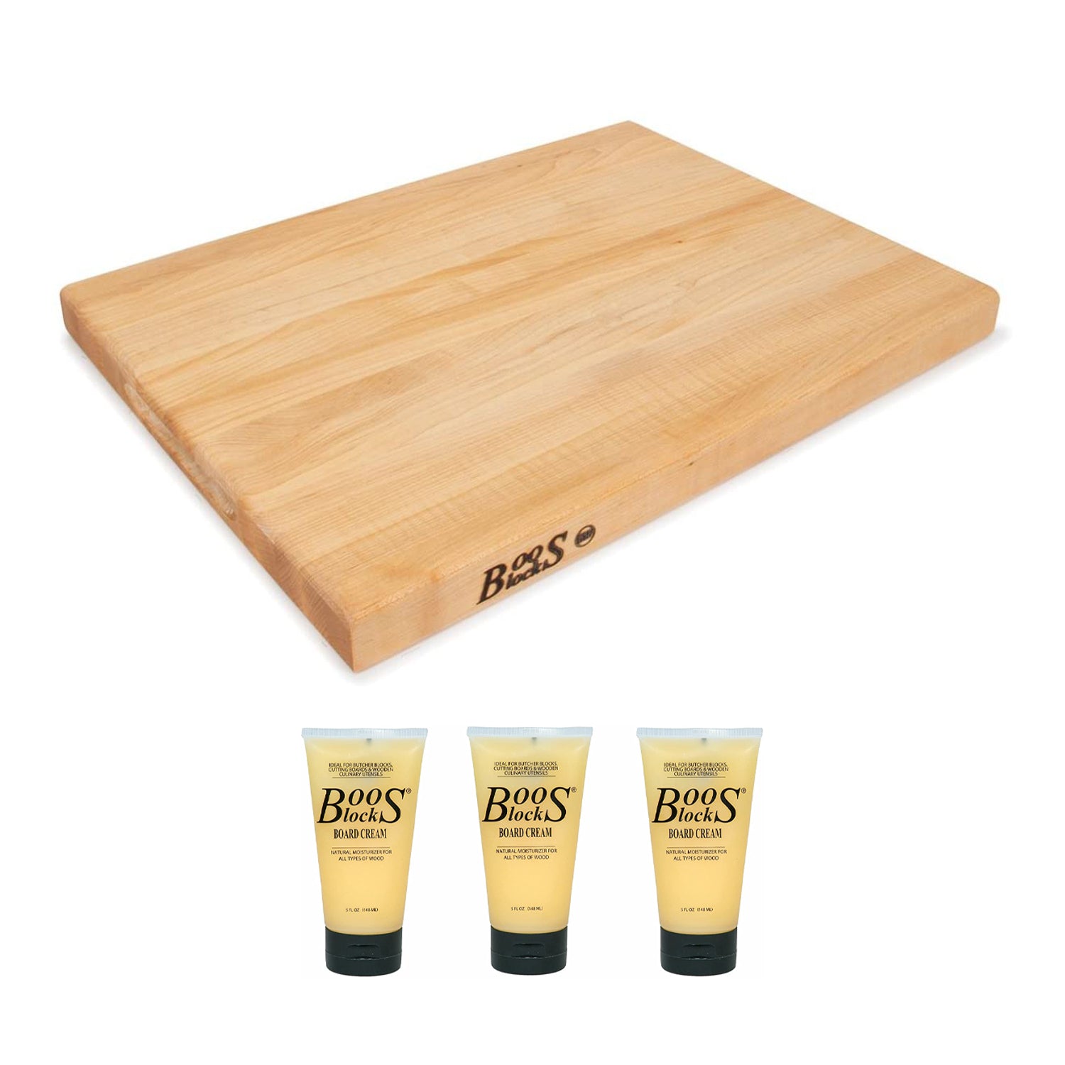 John Boos Maple Wood Edge Grain Cutting Board, and Block Board Natural Cream - VMInnovations