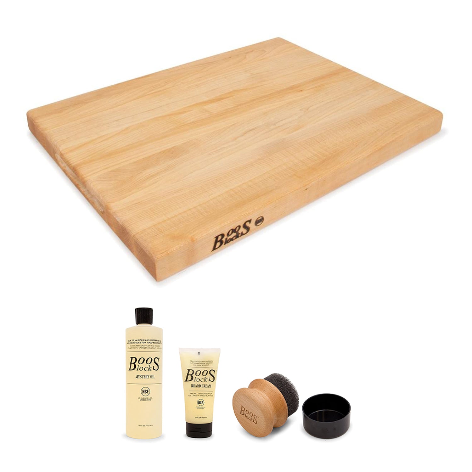 John Boos Maple Wood Edge Grain Reversible Cutting Board & Board Maintenance Set - VMInnovations