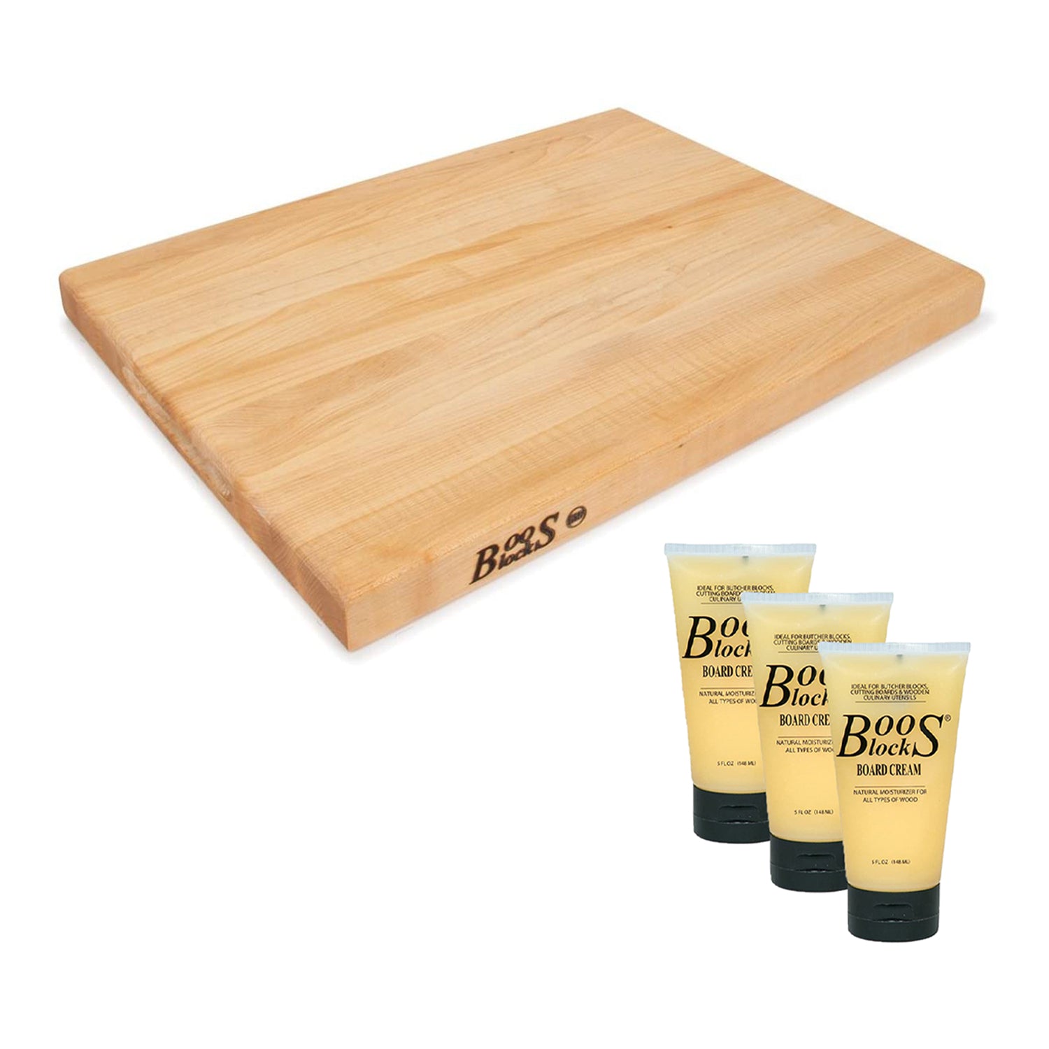 John Boos Maple Reversible 24 x 18" Cutting Board & 3 Piece Maintenance Oil Set - VMInnovations