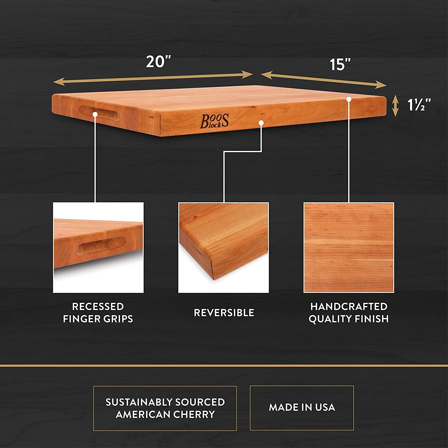 John Boos 20 x 15" Wood Cutting Board w/ 3 Pack of Butcher Block Moisture Cream