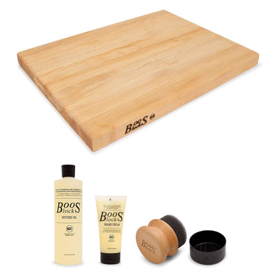 John Boos Maple Wood Edge Grain Reversible Cutting Board & Board Maintenance Set - VMInnovations