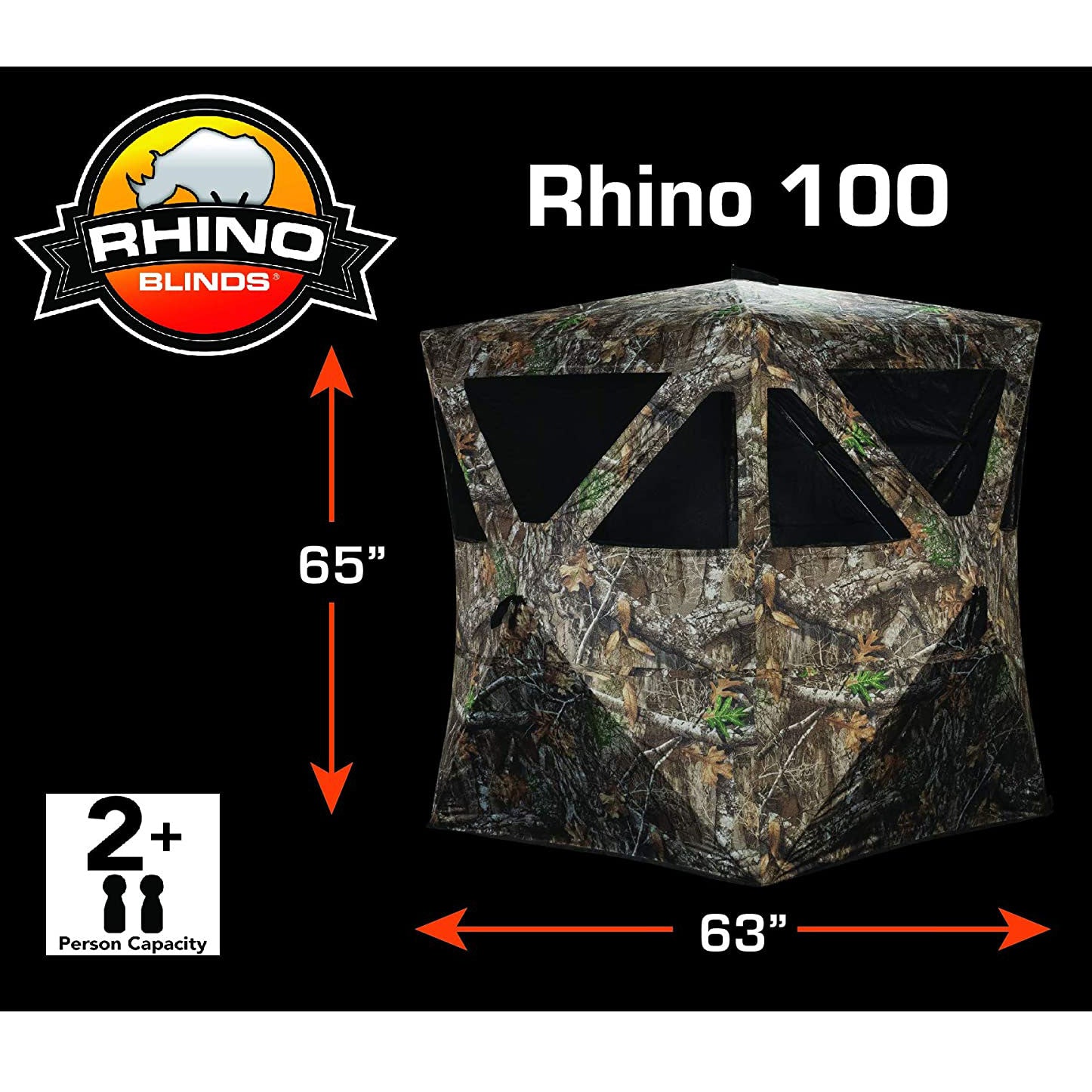 Rhino Blinds R100 2 Person Outside Game Hunting Ground Blind, Realtree (Used)