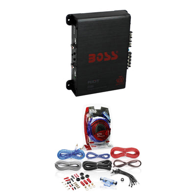 BOSS R1004 400W 4-Channel RIOT Car Audio Power Amplifier Amp + 4 Gauge Amp Kit - VMInnovations
