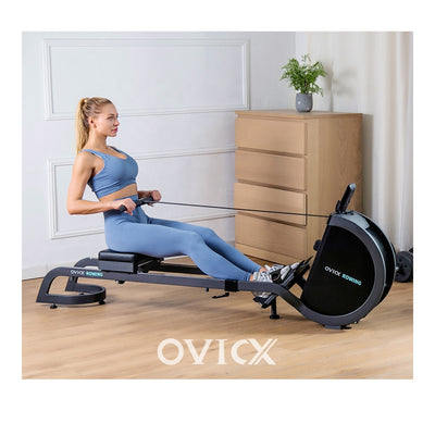 OVICX Foldable Home Rower w/Adjustable Foot Plate & Extra Long Track(Open Box)