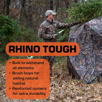 Rhino Blinds R100 2 Person Outside Game Hunting Ground Blind, Realtree (Used)
