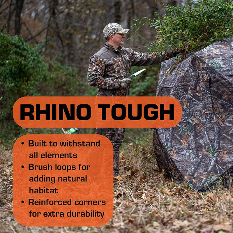 Rhino Blinds R100 Durable 2 Person Outside Game Hunting Ground Blind, Realtree