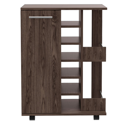 TUHOME Bar Display Cart for Wine and Liquor with Door, Amaretto (Open Box)