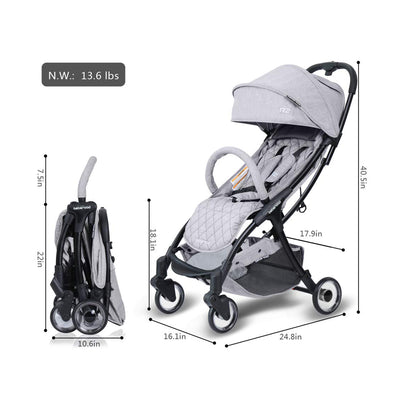 Beberoad Rider Baby Stroller Glider & R2 Ultra Lightweight Stroller, Light Grey - VMInnovations