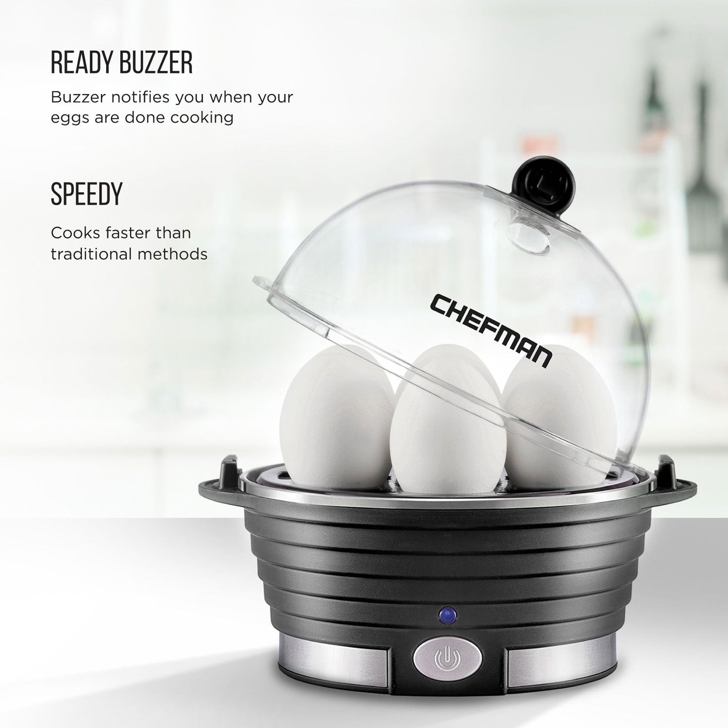 Chefman Everyday Plastic Electric 6 Egg Boiler Cooker with Built In Timer (Used)