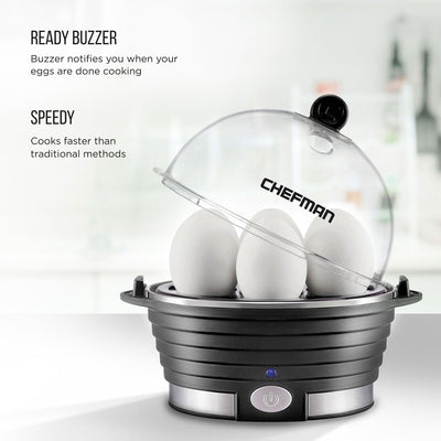 Chefman Everyday Plastic Electric 6 Egg Boiler Cooker with Built In Timer (Used)
