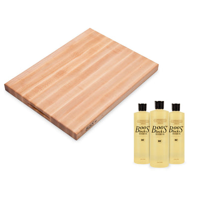 John Boos Maple Reversible 24 x 18" Cutting Board & 3 Piece Maintenance Oil Set