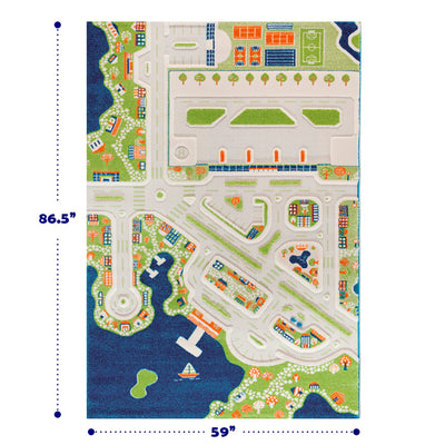 IVI 3D Play Carpets 86 x 59 Inch Mini City Educational Mat Rug, Extra Large - VMInnovations
