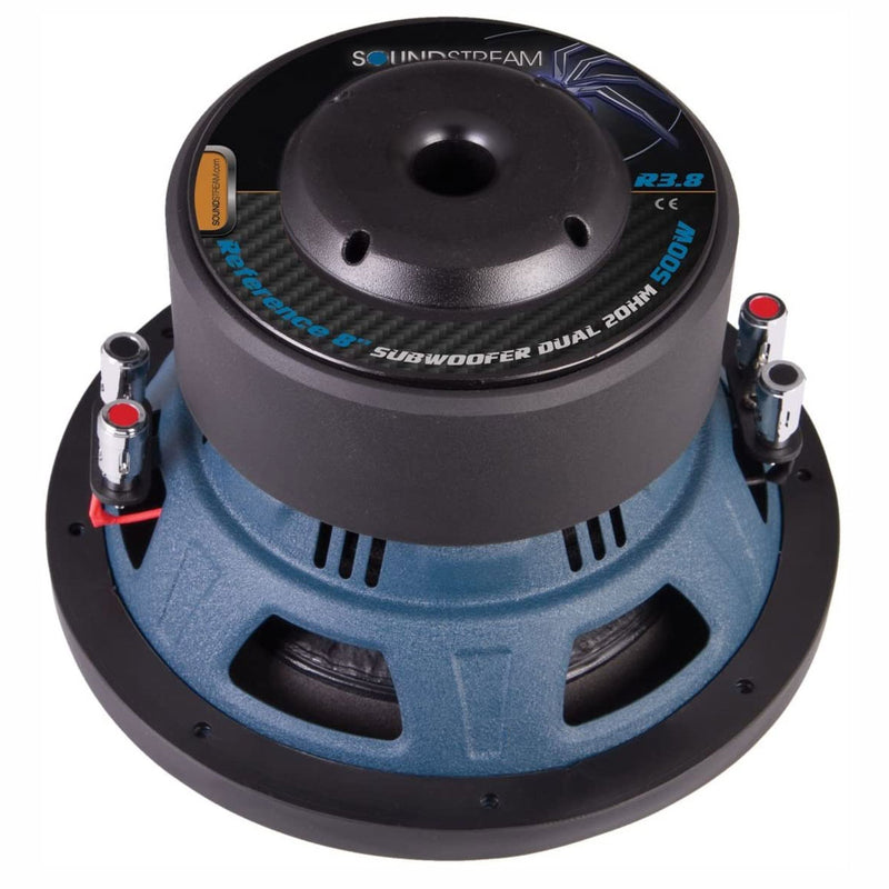 Soundstream 500W 8 Inch R3 Series Dual 2 Ohm Subwoofer, Blue/Black (Open Box)