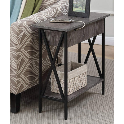 Convenience Concepts Flip Top End Table with Charging Station Storage (Open Box)