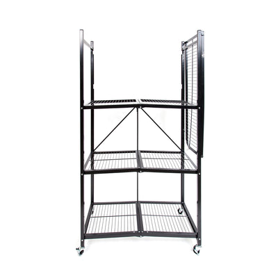 Origami 2-Pack R5-06W 4-Wheel 4-Shelf Folding Steel Wire Shelving Storage, Black - VMInnovations