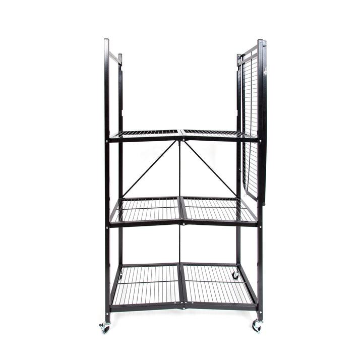 Origami 4-Pack R5-06W 4-Wheel 4-Shelf Folding Steel Wire Shelving Storage, Black - VMInnovations