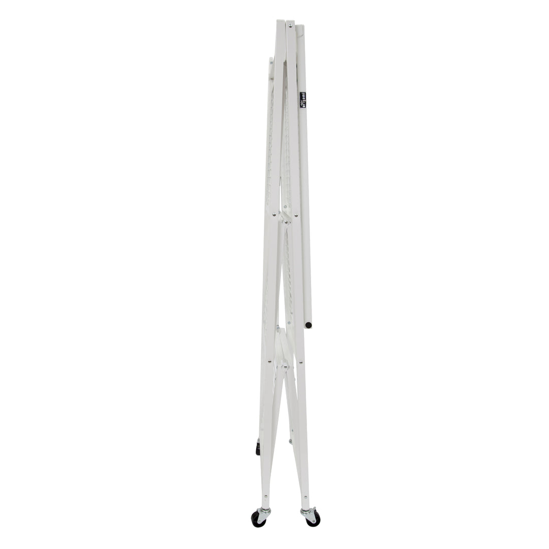 Origami R5 Foldable 4 Tier Storage Rack w/ Wheels, White, (Used) - VMInnovations