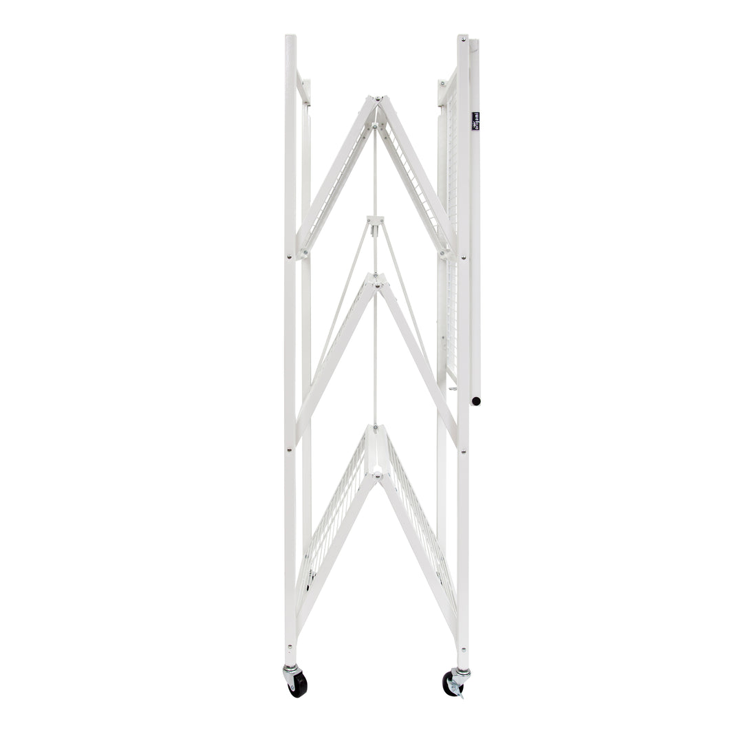 Origami R5 Foldable 4 Tier Storage Rack w/ Wheels, White, (Open Box) - VMInnovations