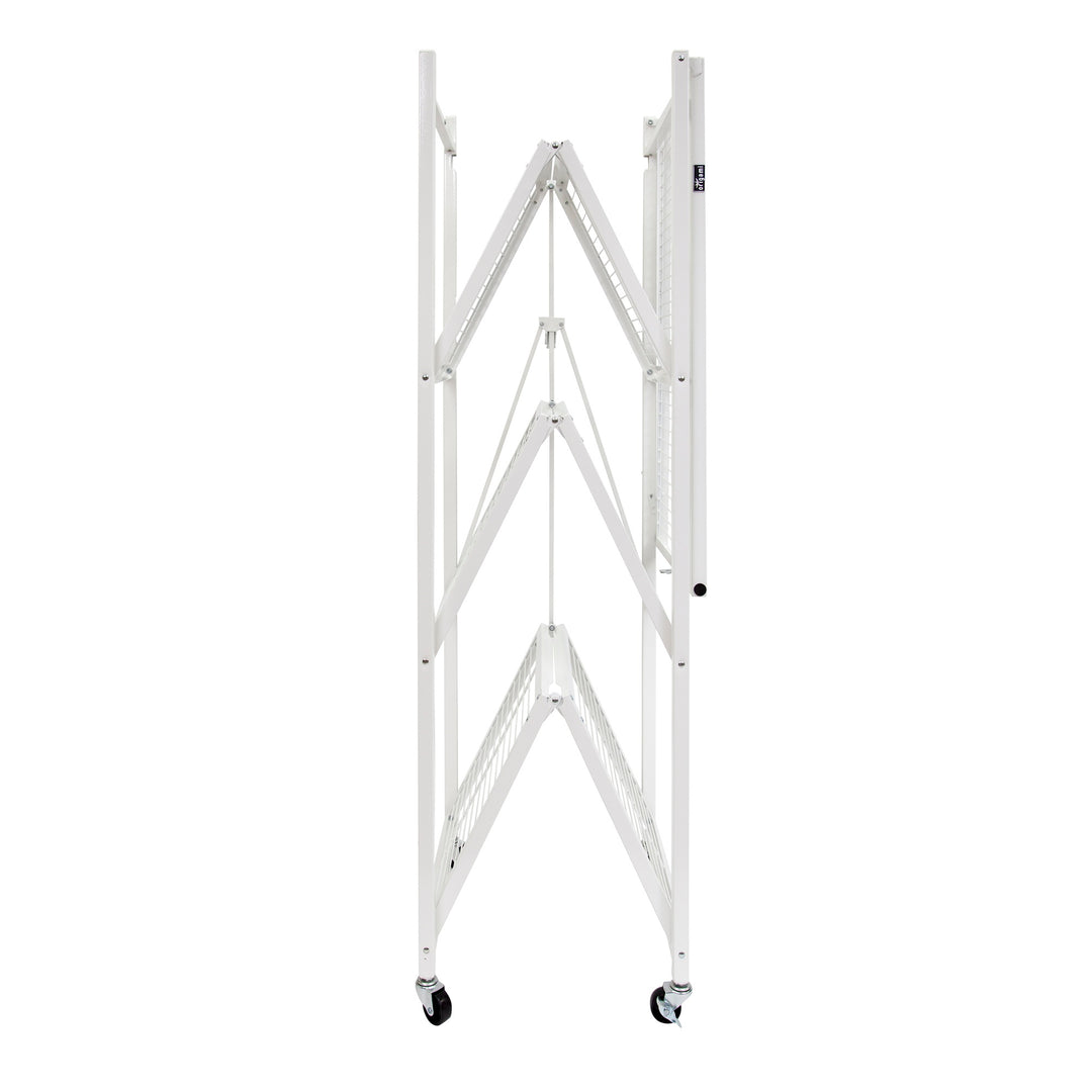 Origami R5 Foldable 4 Tier Storage Rack w/ Wheels, White, (Open Box) - VMInnovations