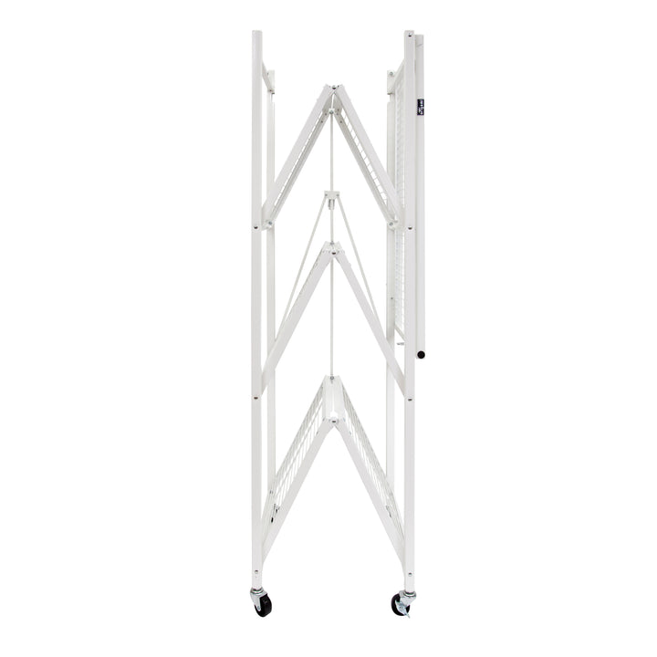 Origami 4 Tier Heavy Duty Folding Storage Rack w/ Wheels, White (Open Box) - VMInnovations