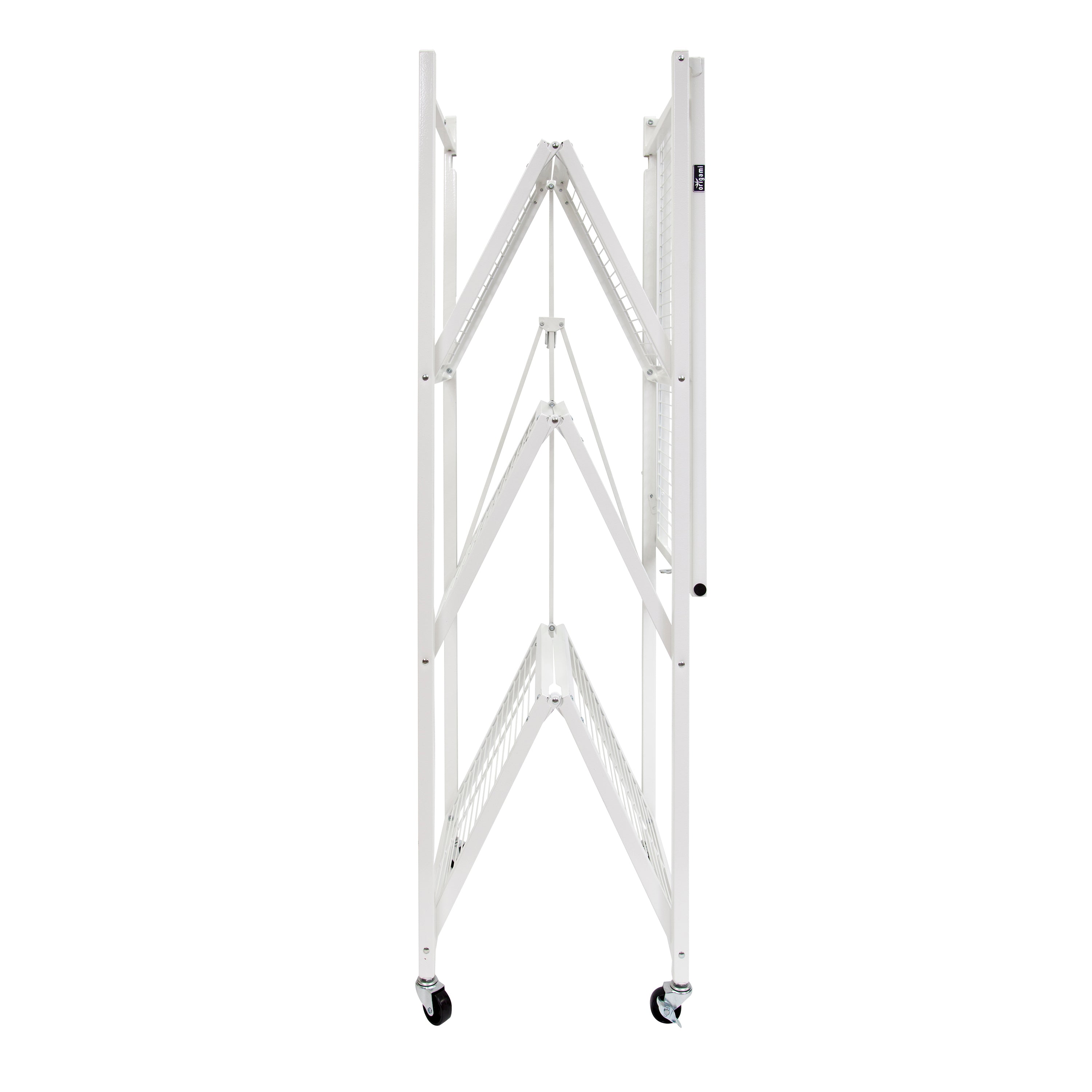 Origami Wheeled 4-Shelf Folding Steel Wire Shelving, White (Damaged) - VMInnovations