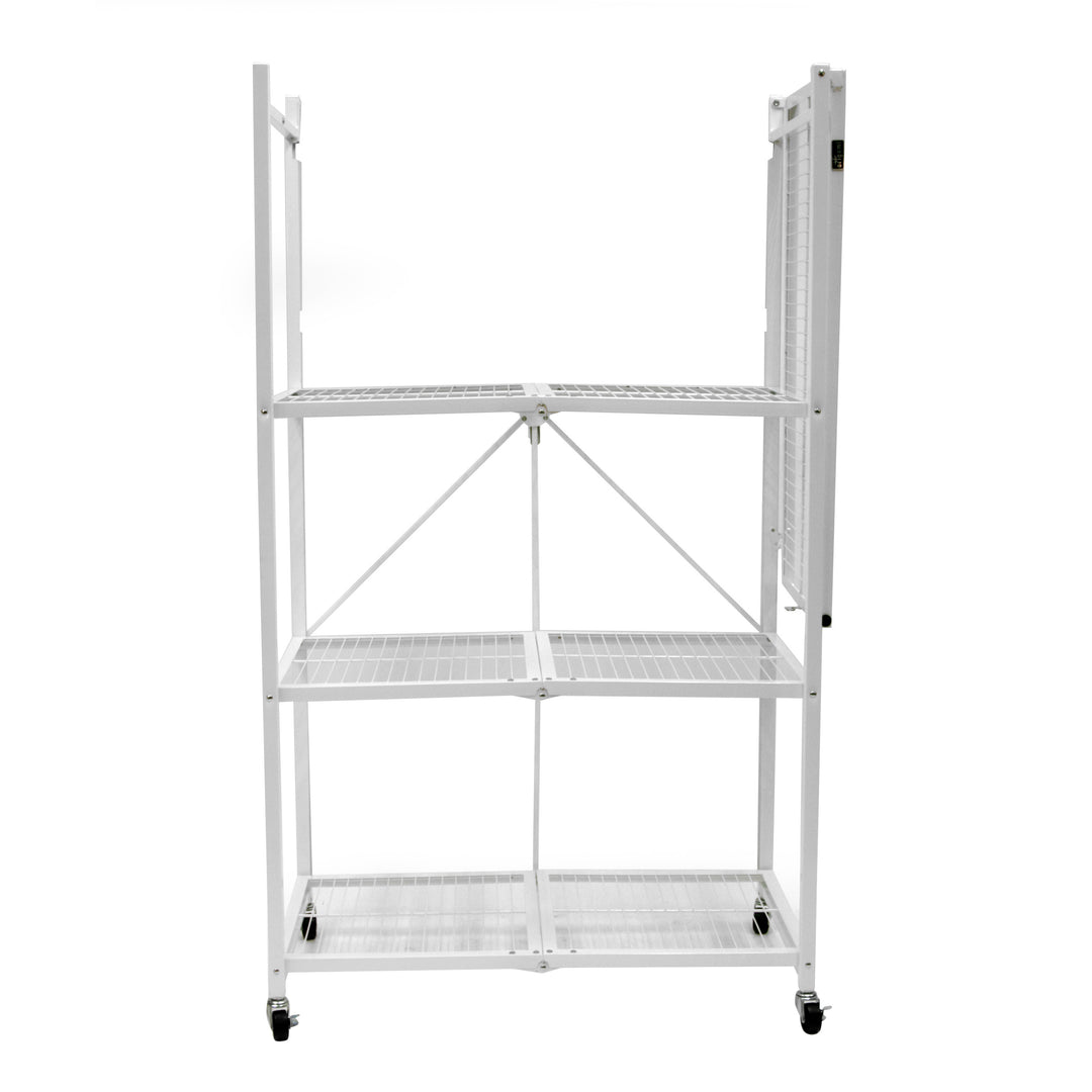 Origami Wheeled 4-Shelf Folding Steel Wire Shelving, White (21" x 36" x 60")