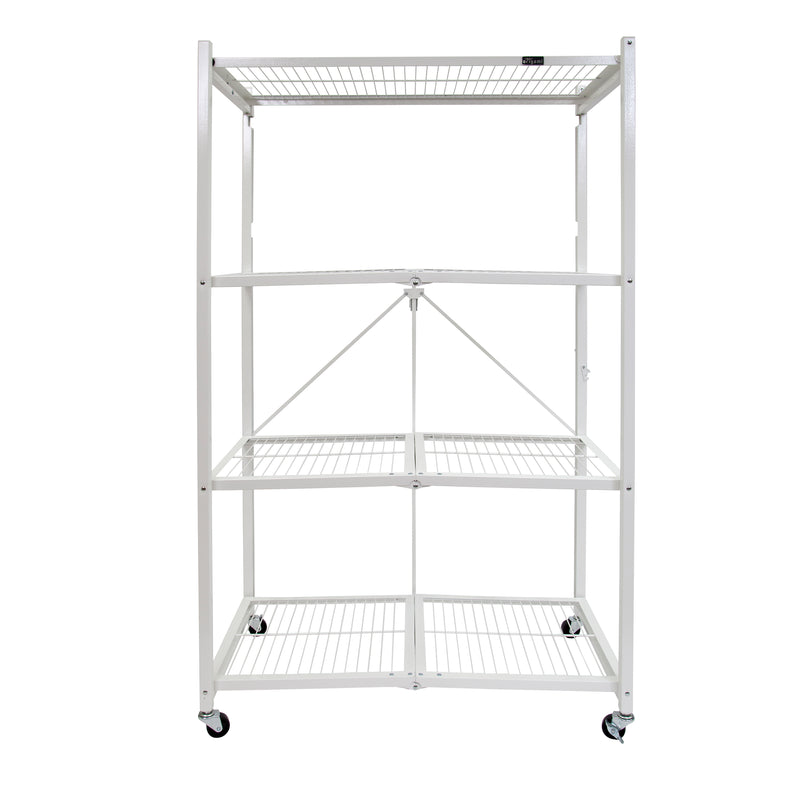 Origami Wheeled 4-Shelf Folding Steel Wire Shelving, White (Used)