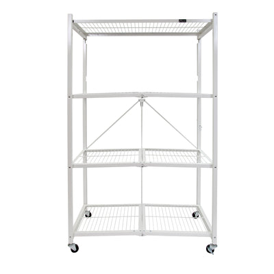 Origami Wheeled 4-Shelf Folding Steel Wire Shelving, White (Used) - VMInnovations