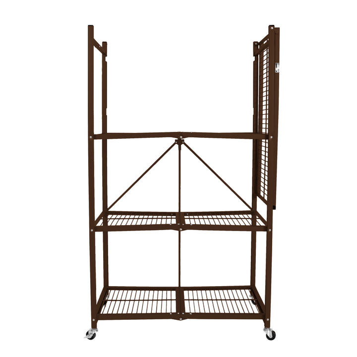 Origami 2-Pack R5-06W 4-Wheel 4-Shelf Folding Steel Wire Shelving Storage, Brown - VMInnovations