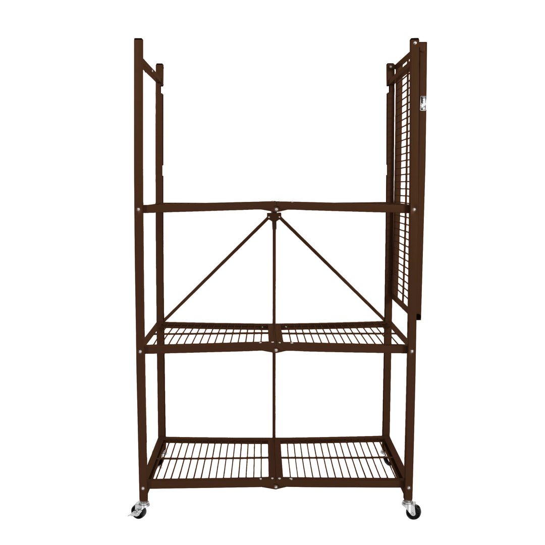 Origami Wheeled 4-Shelf Folding Steel Wire Shelving, Bronze (21" x 36" x 60")