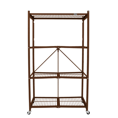 Origami R5VBW2 Wheeled 4 Shelf Folding Steel Wire Shelving Units, Bronze, Pair
