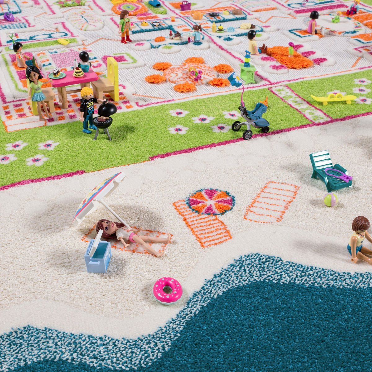 IVI 3D Play Carpet 71 x 52.5 Inch Beach House Floor Rug Mat for Kids, Large - VMInnovations