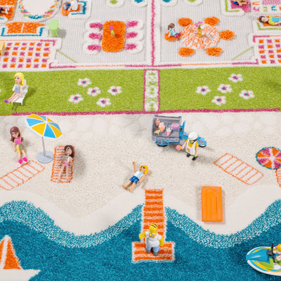 IVI 3D Play Carpet 71 x 52.5 Inch Beach House Floor Rug Mat for Kids, Large - VMInnovations