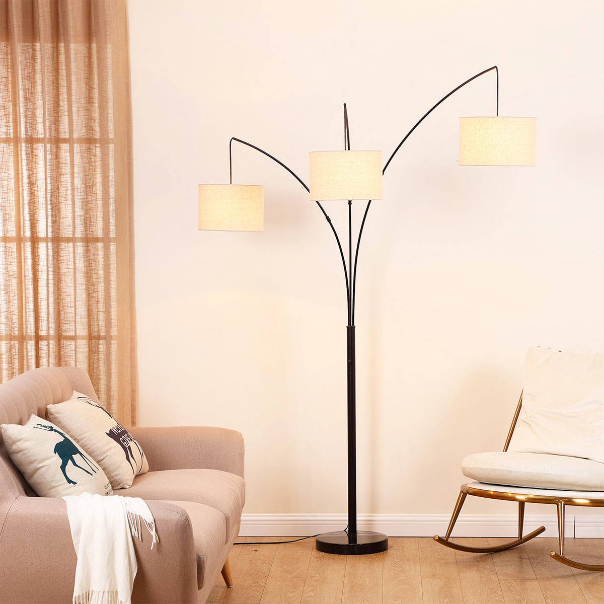 Brightech Trilage 9.5 Watt LED Bulb 3 Lights with Shades Arc Floor Lamp (Used)