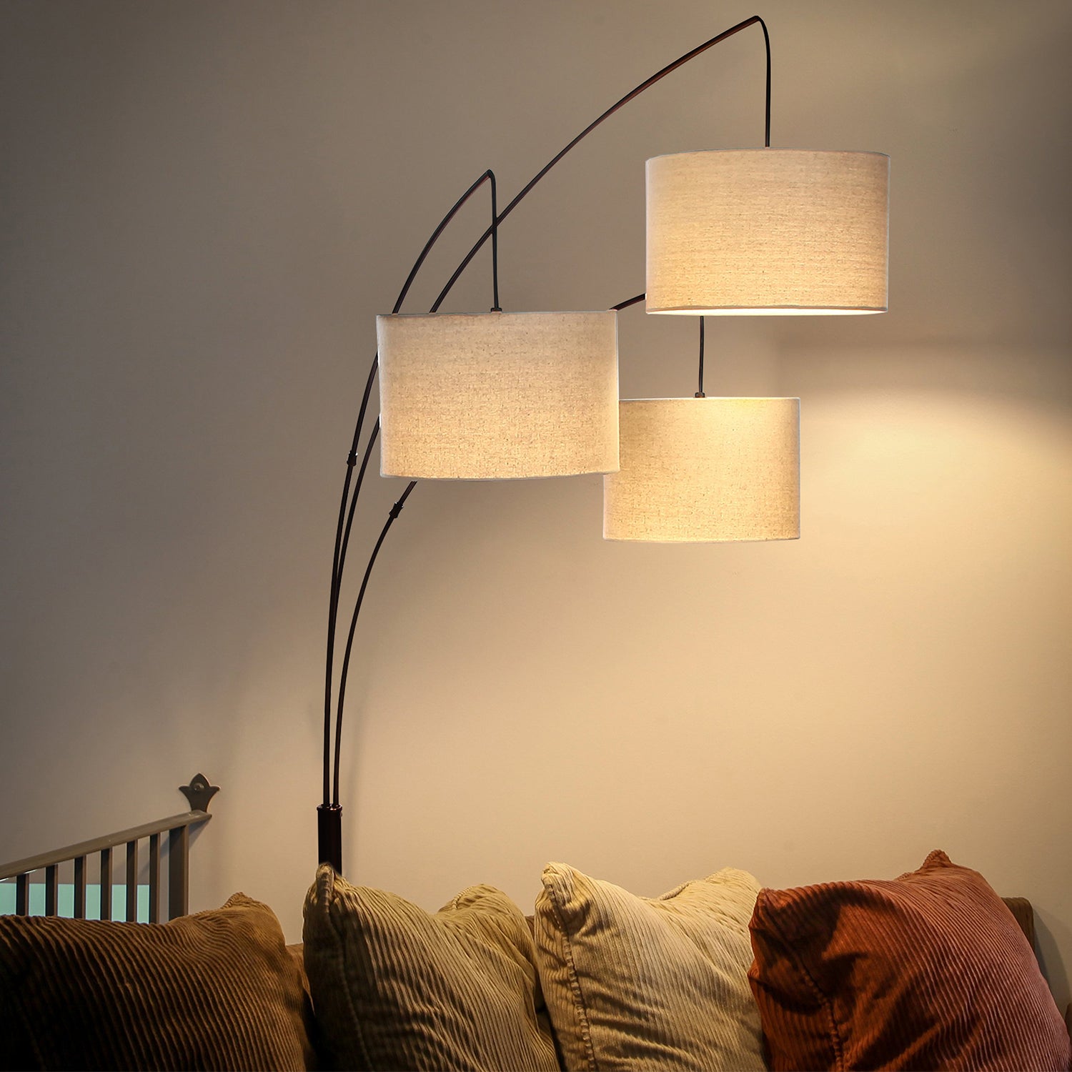 Brightech Trilage 9.5 Watt LED Bulb 3 Lights with Shades Arc Floor Lamp (Used)
