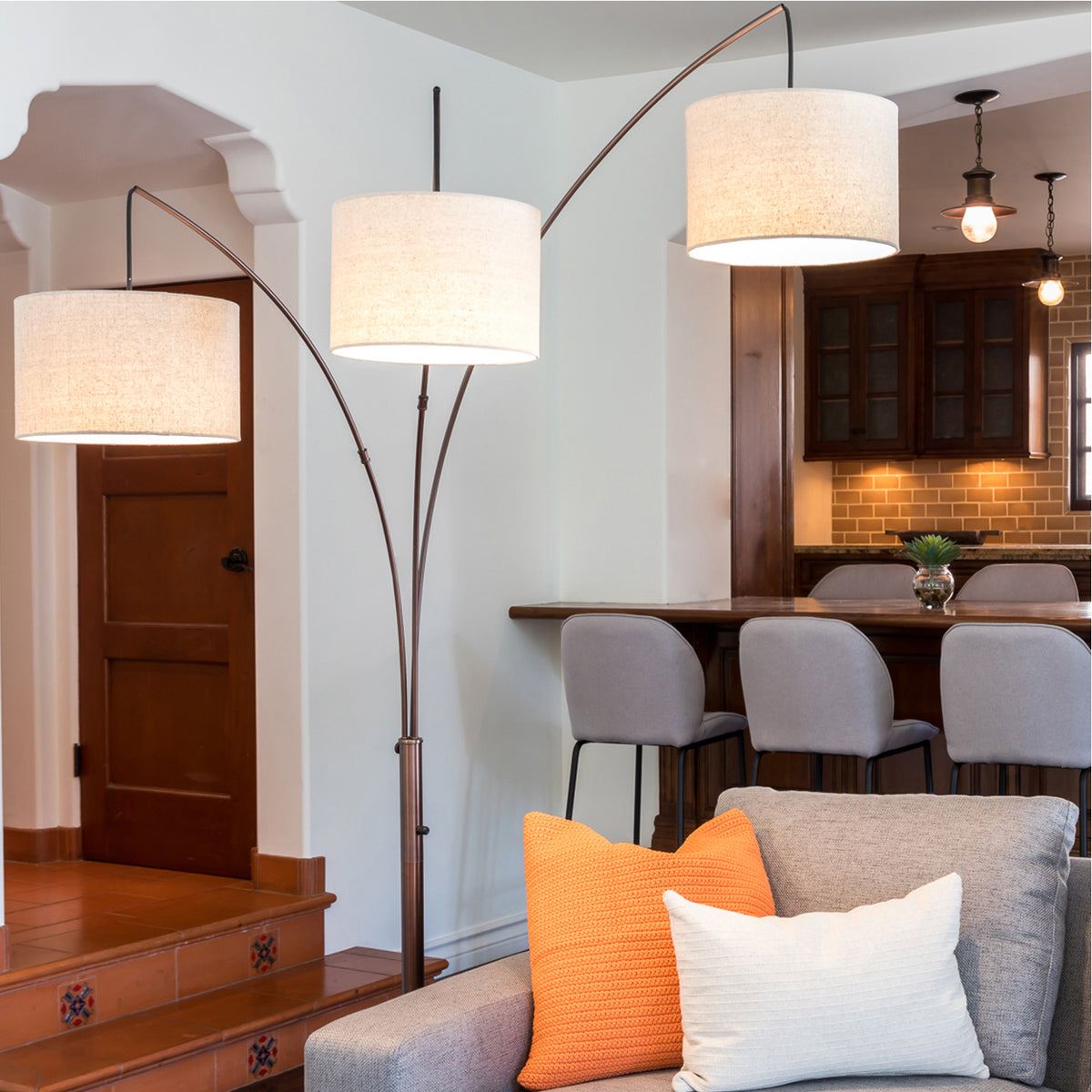 Brightech Trilage 9.5 Watt LED Bulb 3 Lights with Shades Arc Floor Lamp (Used)