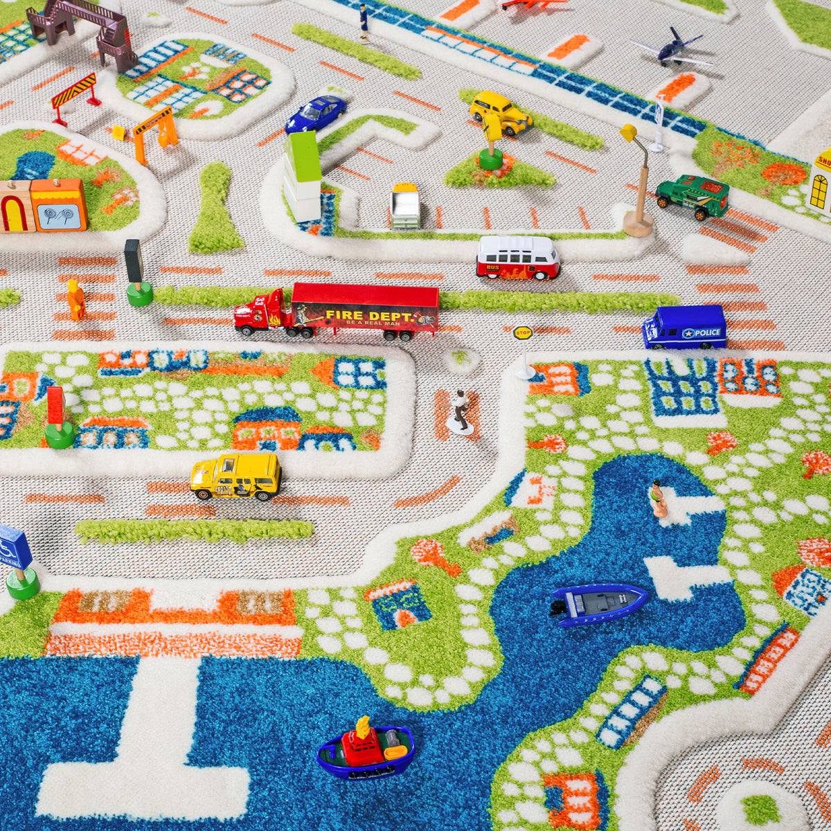 IVI 3D Play Carpets 86 x 59 Inch Mini City Educational Mat Rug, Extra Large - VMInnovations