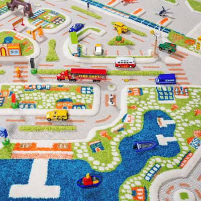 IVI 3D Play Carpets 86 x 59 Inch Mini City Educational Mat Rug, Extra Large - VMInnovations