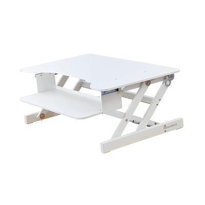 Rocelco Standing Desk Converter 32 Inch Adjustable Height Support Riser, White