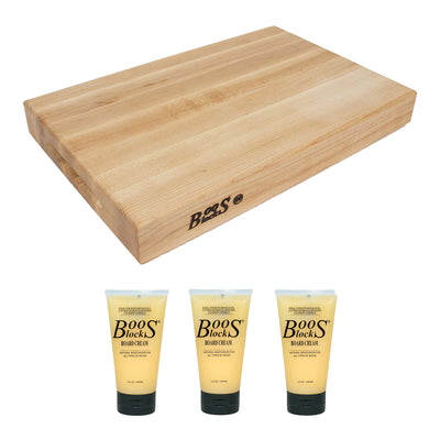 John Boos Maple Wood 18 Inch Cutting Board and Natural Care Cream, 5 Oz (3 Pack)