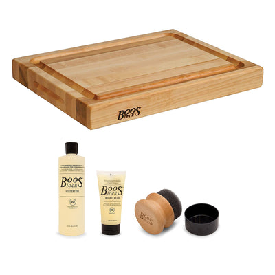 John Boos Maple Wood Edge Grain Reversible Cutting Board & Board Maintenance Set - VMInnovations