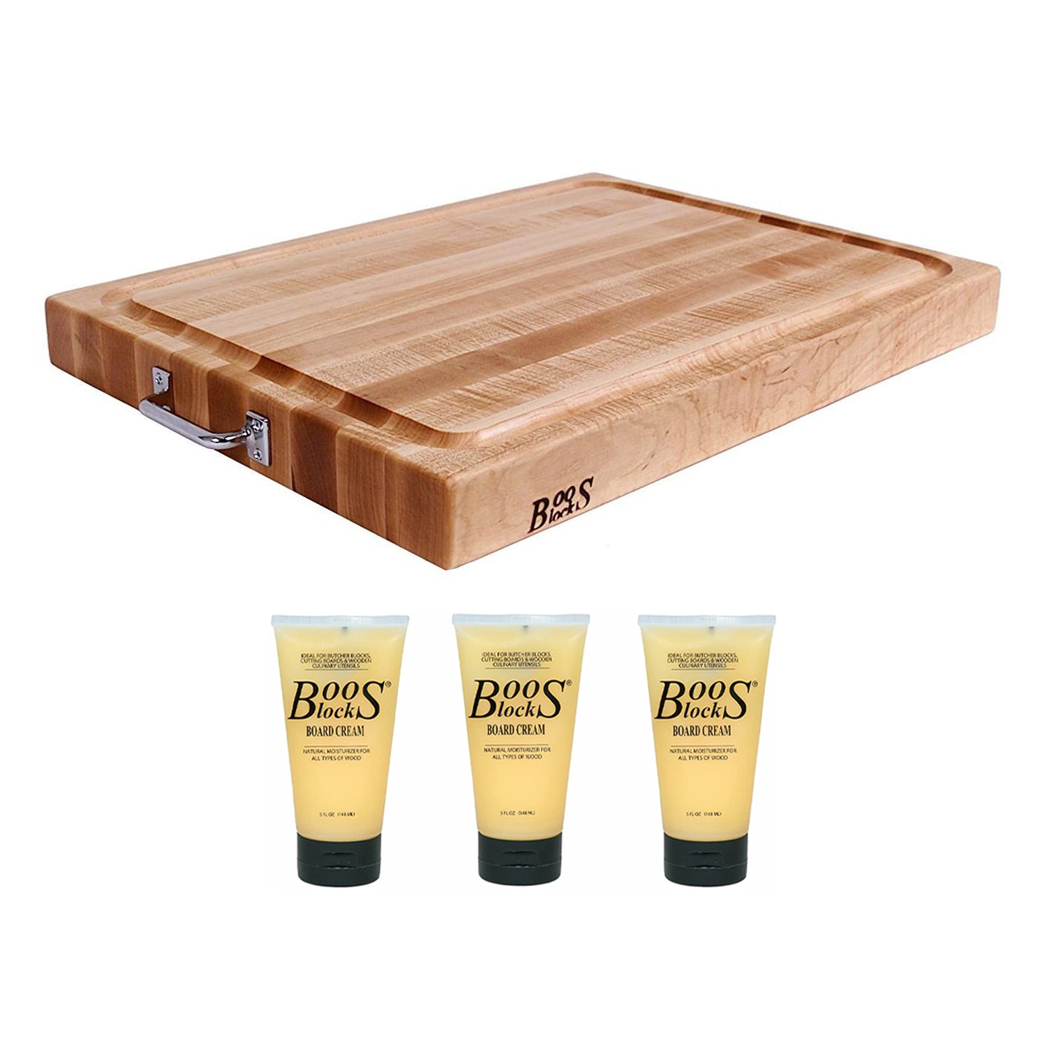 John Boos  24 x 18" Maple Reversible Cutting Board and Block Board Natural Cream