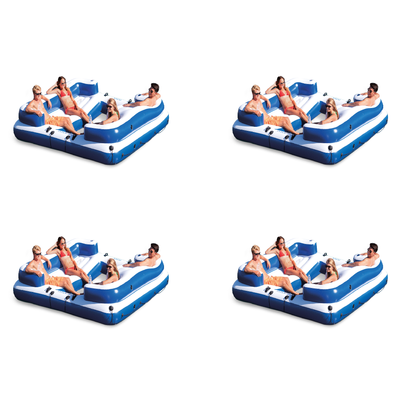 Intex Oasis Island Inflatable 5 Person Lake Floating Lounge Raft (4 Pack)