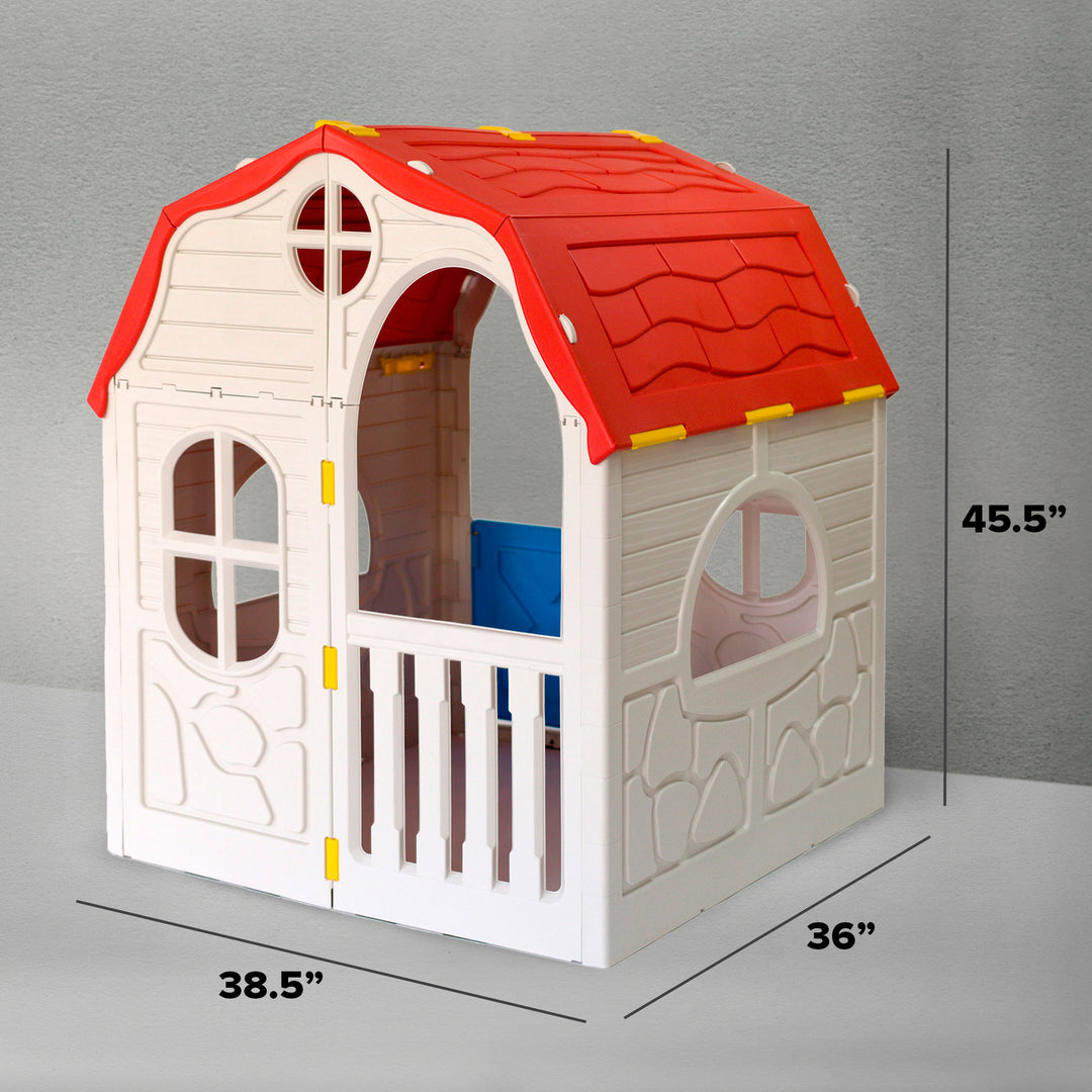 Ram Quality Products Kid's Cottage Foldable Plastic Outdoor Playhouse (Open Box) - VMInnovations